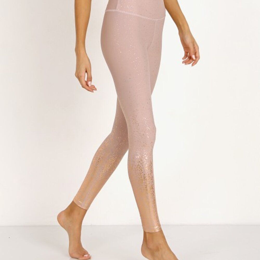 NWOT $110 Beyond Yoga Alloy Ombre High Waisted Midi Leggings, Brazen Blush, Sz S